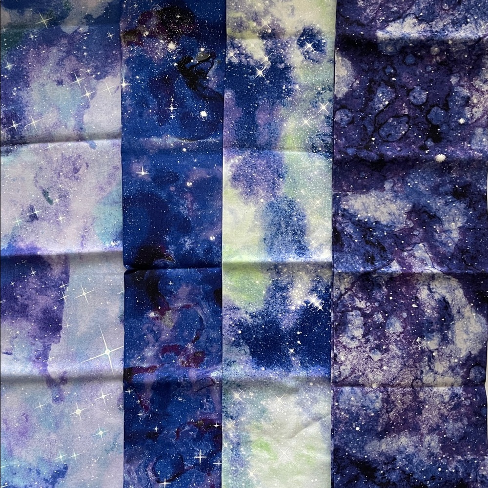 ✨$5 OFF BUNDLE✨ Cotton Fat Quarters Green Blue Purple Star Galaxy Print Quilting - Picture 6 of 12